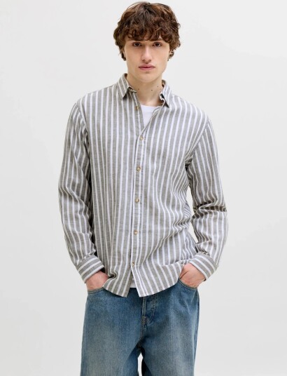 Jack & Jones Jjesummer Linen Blend Shirt L/S Sn Grey XL
