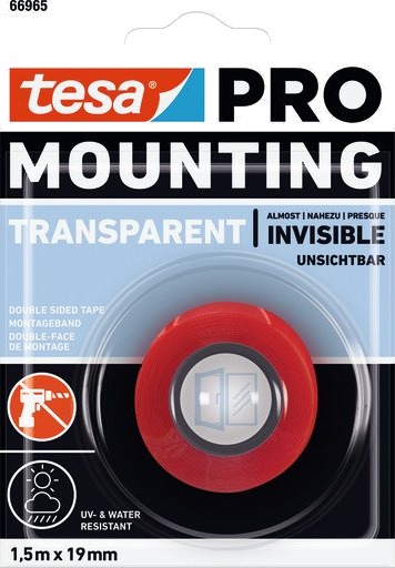Tesa Mounting Pro Transparent 66965 00000 00 Monteringsbånd L X B 1,5 M X 19 Mm Tesa Mounting Pro Transparent 66965 00000 00 Monteringsbånd L X B 1,5 M X 19 Mm