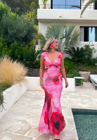Bubbleroom Mermaid Mesh Gown Pink XS