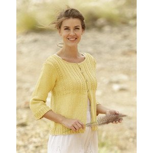 Golden Blossom by DROPS Design Cardigan Strikkeoppskrift str. S XX Small