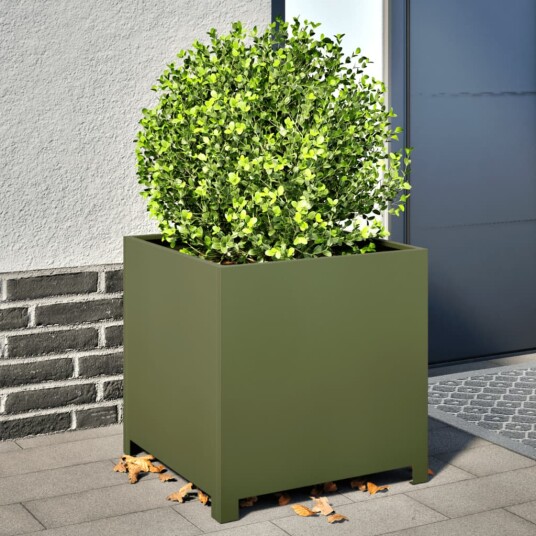 Plantekasse olivengrønn 50x50x50 cm stål