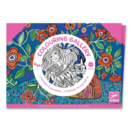 Djeco Fargeleggingsplakater Blomster 3 stk