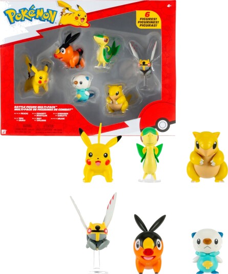 Pokémon 6-Pakk Kampfigurer med Pikachu, Tepig, Oshawott, Snivy, Sandshrew & Ninjask Pokémon 6-Pakk Kampfigurer med Pikachu, Tepig, Oshawott, Snivy, Sandshrew & Ninjask