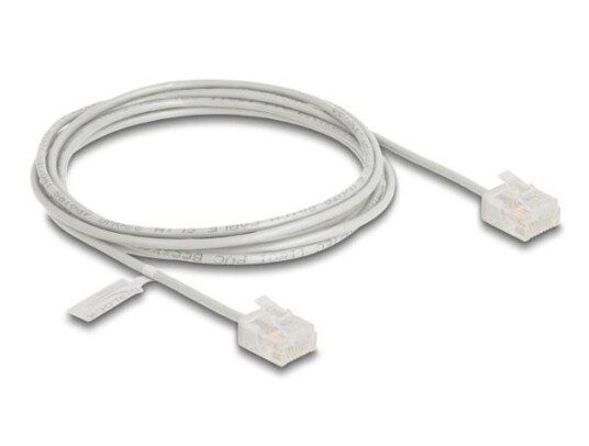 Delock Rj45 Nettverkskabel Cat.6 Utp Ultra Slim 2 M Grå Med Korte Plugger