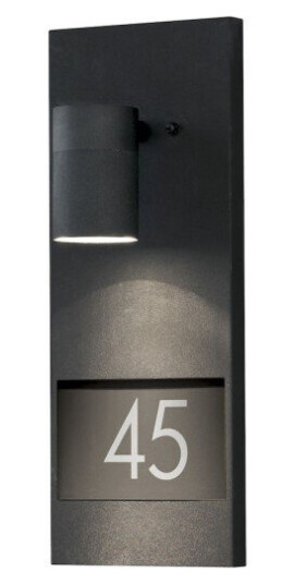 Konstsmide Modena vegglampe GU10 svart inkl husnummer IP44 - 7721766 Konstsmide Modena vegglampe GU10 svart inkl husnummer IP44 - 7721766