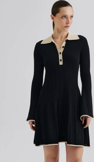 Malina Sabine Pike Knitted Mini Dress - Black - XL