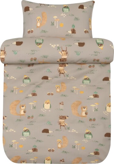Skogsnatt sengetøy 100% økologisk bomull Babysengetøy 70x100 cm Beige