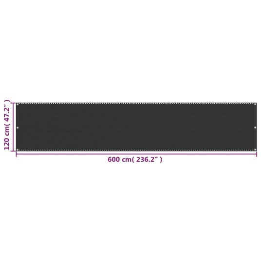 vidaXL Balkongskjerm antrasitt 120x600 cm HDPE