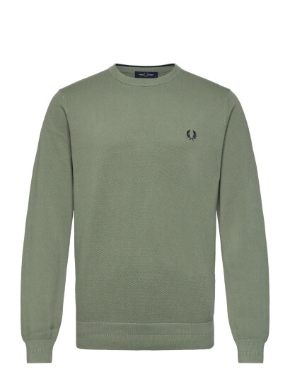 Fred Perry Pique Stitch Jumper - Green - S