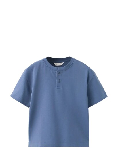 Mango Buttoned Cotton T Shirt Blue 5 6 Mango Buttoned Cotton T Shirt Blue 5 6