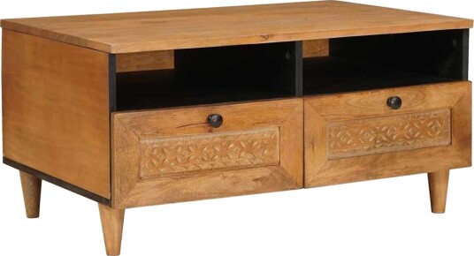 vidaXL Kaffebord med skuff Lysebrun 80 x 54 x 40 cm heltre mango