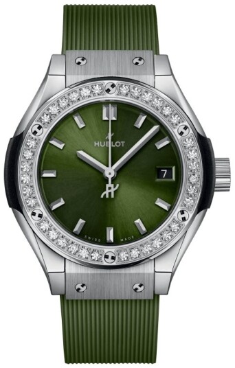 Hublot Dameklokke 591.NX.8970.RX.1204 Classic Fusion Grønn/Gummi