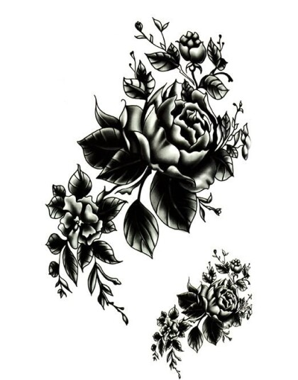 Black Rose 2 stk Tatoveringer Fake Tattoo