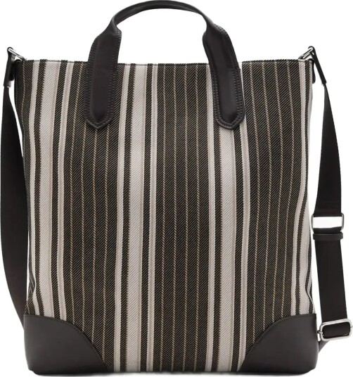 Mango Striped Tote Bag Brown ONE SIZE