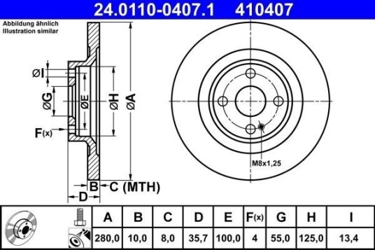 Bremseskive ATE 24.0110-0407.1