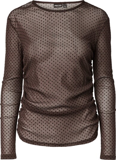 Pieces Pcbobo Ls Mesh Rouching Top Jrs Noos   Brown   S