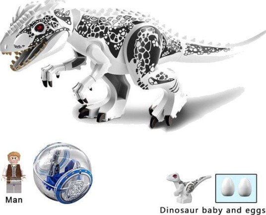 Dinosaur T Rex Pterodactyl Byggeklosser Jurassic World Construction Murstein Barnelekegave(Hvit Tyrannosaurus Med Ballen)