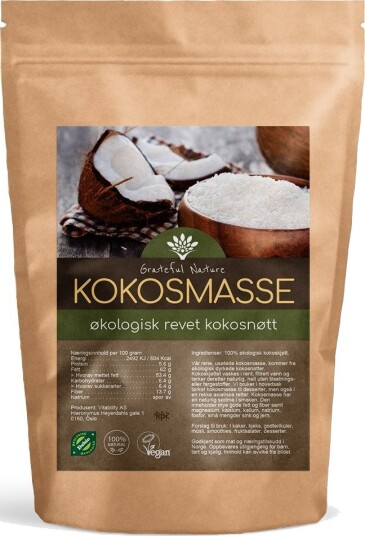 Grateful Nature Kokosmasse revet kokos Økologisk 250 gram Grateful Nature Kokosmasse revet kokos Økologisk 250 gram