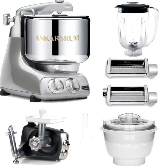 Ankarsrum Assistent Original kjøkkenmaskin med middagspakke jubilee silver