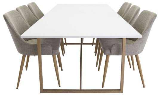 Venture Design Palace & Plaza spisegruppe Grå/hvit 6 stoler & bord 240 x 100 cm