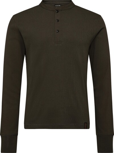 G Star Shrunken Slim Rib Henley L\S BLACK OLIVE XL