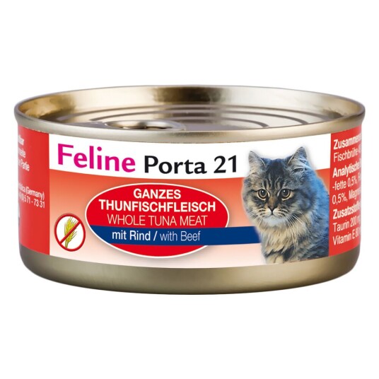 Porta 21 Feline Tunfisk med Biff – Kattemat for Voksen Katt, 936 g (6 x 156 g) Porta 21 Feline Tunfisk med Biff – Kattemat for Voksen Katt, 936 g (6 x 156 g)
