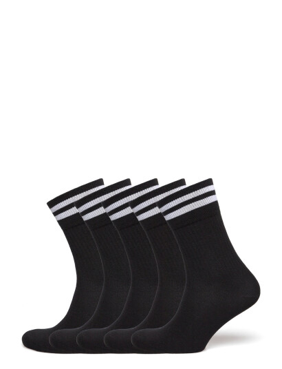 ZEBDIA 5-Pk Tennis Socks With Stripes - Black - 35-38 ZEBDIA 5-Pk Tennis Socks With Stripes - Black - 35-38