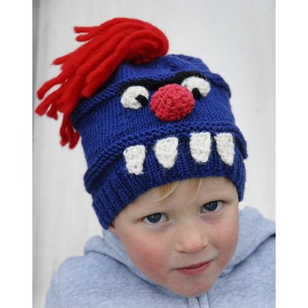 Tooth Monster by DROPS Design Lue Strikkeoppskrift str 3 7 år 8 12 år