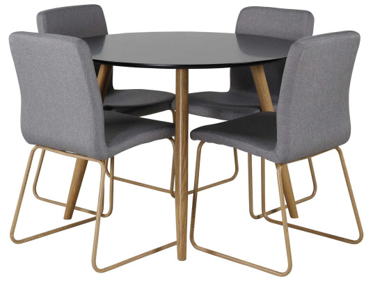 Venture Design Plaza & Mace spisegruppe Svart/grå 4 st stoler & bord 100 cm