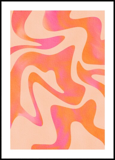 Groovy Pink Orange Swirls Plakat / 30x40
