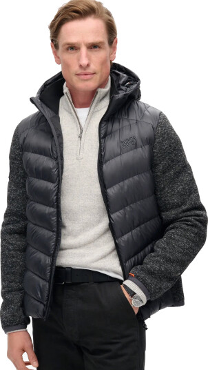 Superdry Hooded Knit Storm Hybrid Jkt - Grey - L Superdry Hooded Knit Storm Hybrid Jkt - Grey - L