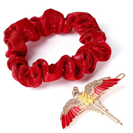 Harry Potter Hårstrikk Scrunchie og Hårspenne Fawkes 2-pk -  - Voksen - Sinklegering/polyester