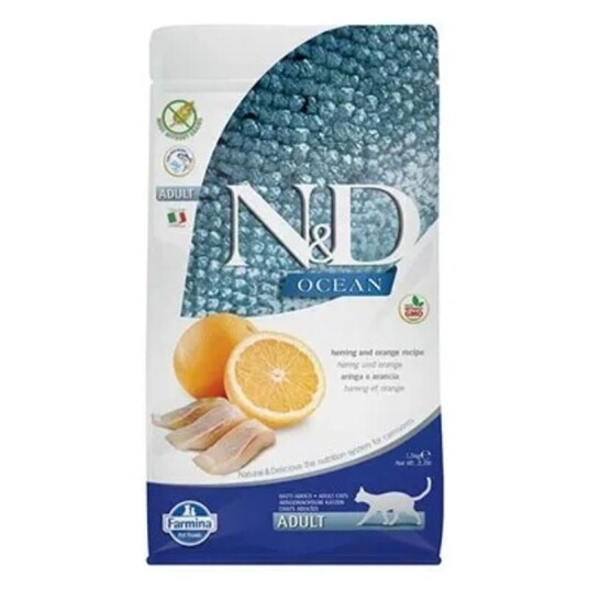 Farmina N&D Ocean Tørrfôr til katt med sild og appelsin 1,5 kg