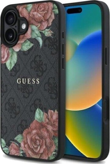 GUESS GUHMP16SP4ROPEMCK iPhone 16 6.1" black/black hardcase 4G Flowers Print MagSafe