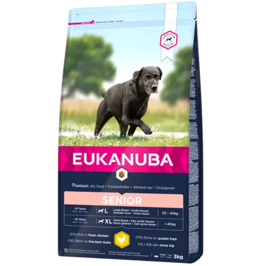 Eukanuba Tørrfôr Senior Store Hunderaser Kylling 3 kg