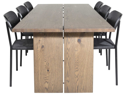 Venture Design Logger & Polly spisegruppe Natur/svart 6 st stoler & bord 210 x 100 cm
