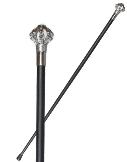 Svart Stokk i Metall med Krone 93 cm Høy Kvalitet