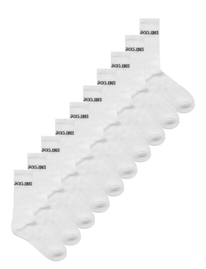 Jack & Jones Jacregen Tennis Socks 10 Pack Jnr Ln White 33 37