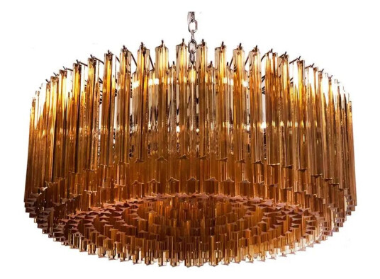 Murano lysekrone - Triedri Rund - 391 prismer - Rav Krom skinnende