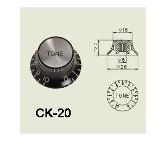 Wilkinson CK-20 el-gitar Control knob black chrome