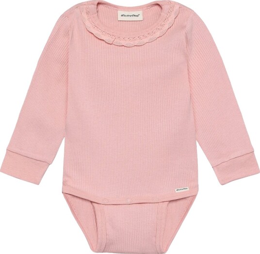 Minymo Body I/e   Rib   Sølv Rosa   Minymo   50   Langermet Body
