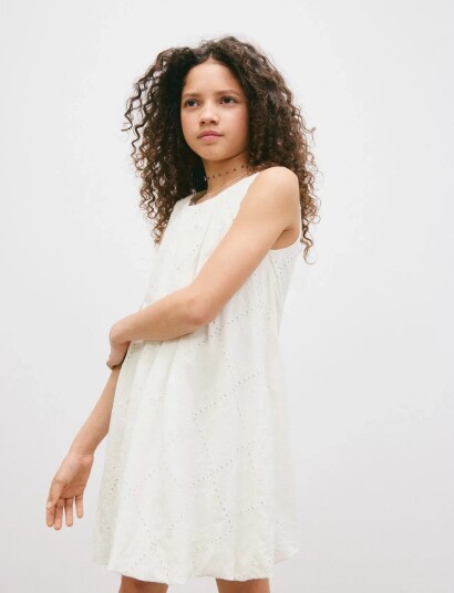 Mango Short Balloon Dress Cream 8