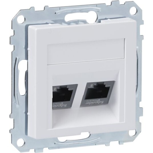 Schneider Electric Exxact 2xC6 UTP Modulæruttak 2 koblinger Vinklet
