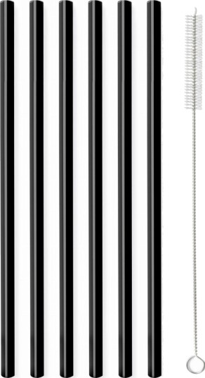 Vialli Design Slomki Szklane Svart 20 Cm – Sett Med 6 Stk. Med Børste (26599) Vialli Design Slomki Szklane Svart 20 Cm – Sett Med 6 Stk. Med Børste (26599)