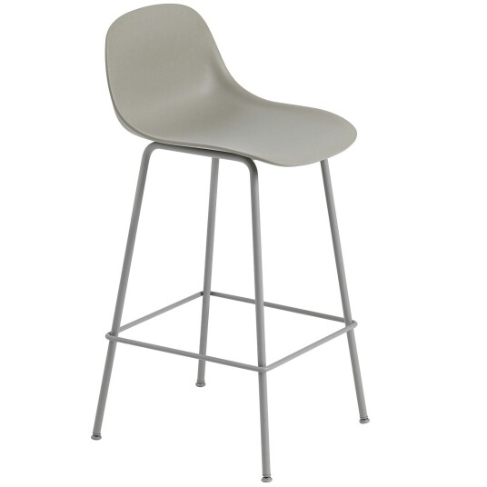Muuto Fiber Tube Barstol med Ryggstøtte 65 cm Grå Muuto Fiber Tube Barstol med Ryggstøtte 65 cm Grå