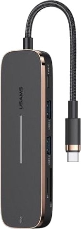 Usams Adapter Hub 2Xusb + Usb C + Hdmi + Micro Sd + Sd Svart Sj575hub01 Us Sj575