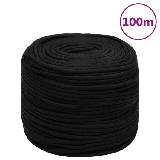 Arbeidstau svart 6 mm 100 m polyester