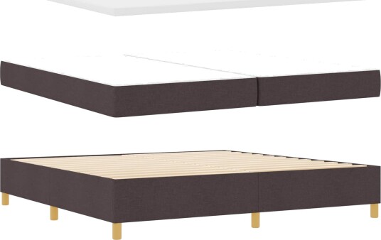  Box Spring Seng med Madrass Mørk Brun 200x200 cm Stof