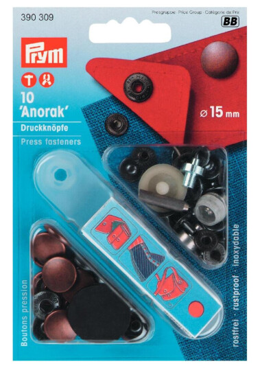 Trykknapper anorak 10 stk x 15 mm kobber