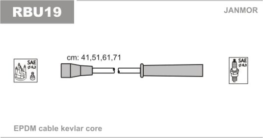 JANMOR RBU19 Tennplugg kabelsett